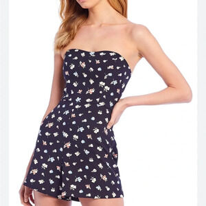 French Connection Women's Floral Printed Romper Camass Sweetheart Utility Blue